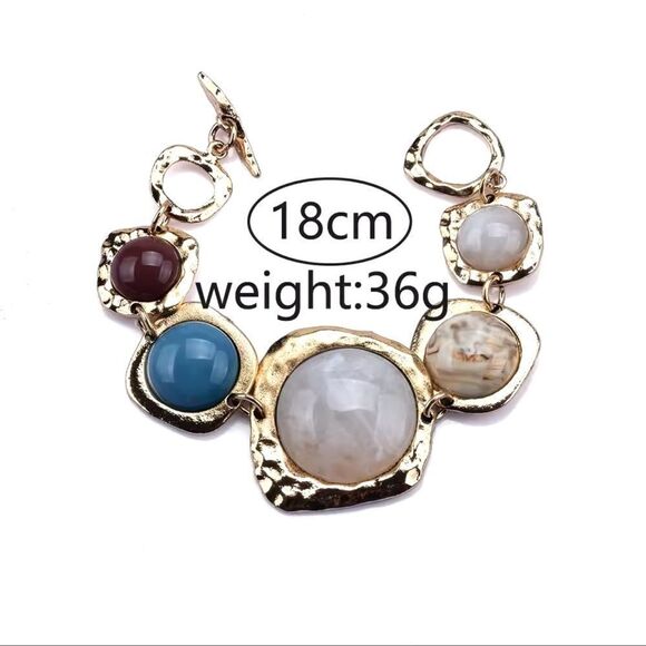 Vintage Inspired Multi-Stone Necklace Bracelet Set - Picture 7 of 14